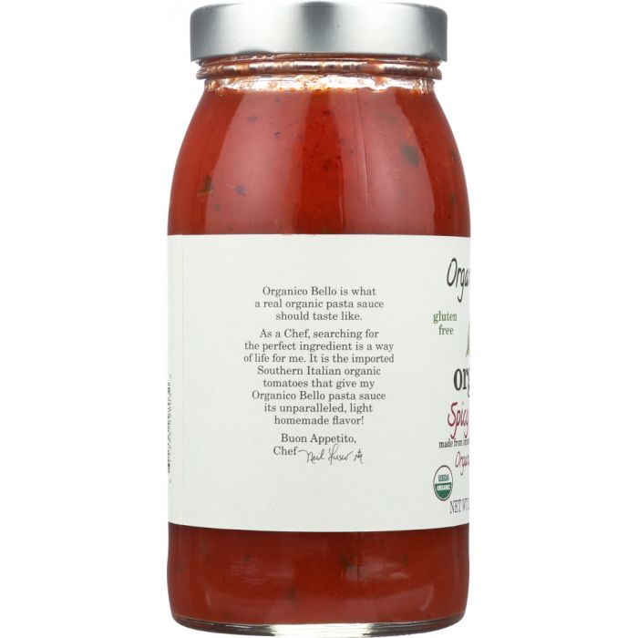 ORGANICO BELLO: Organic Pasta Sauce Spicy Marinara, 25 oz