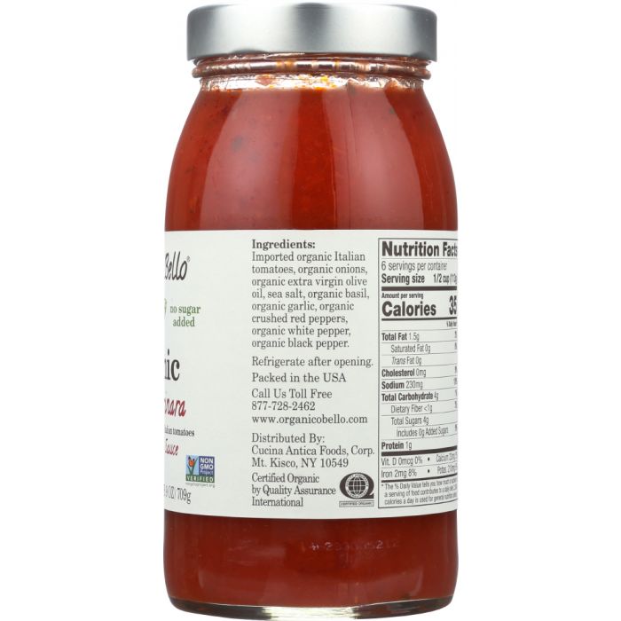 ORGANICO BELLO: Organic Pasta Sauce Spicy Marinara, 25 oz