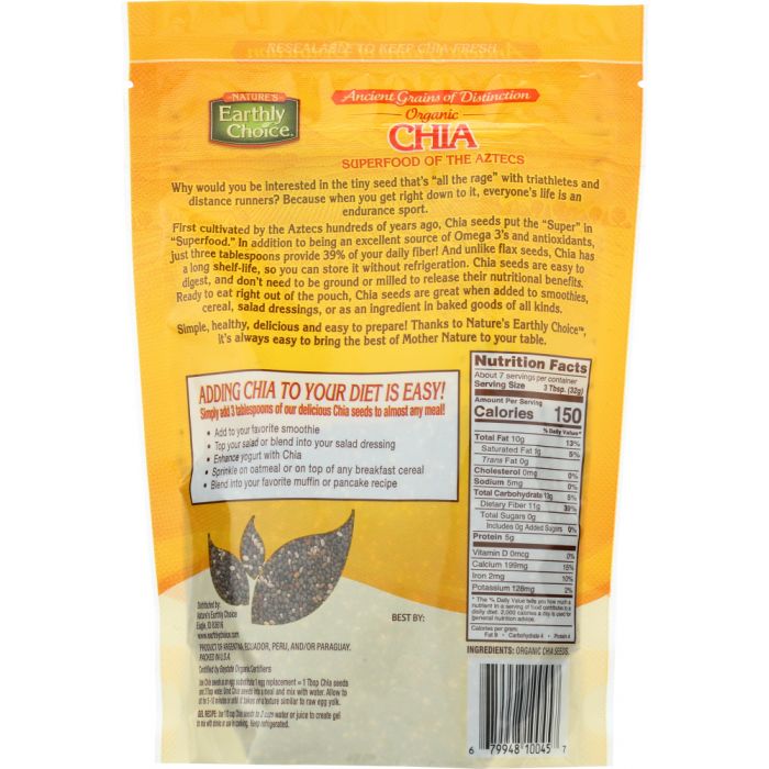 NATURES EARTHLY CHOICE: Organic Chia Seeds, 8 oz