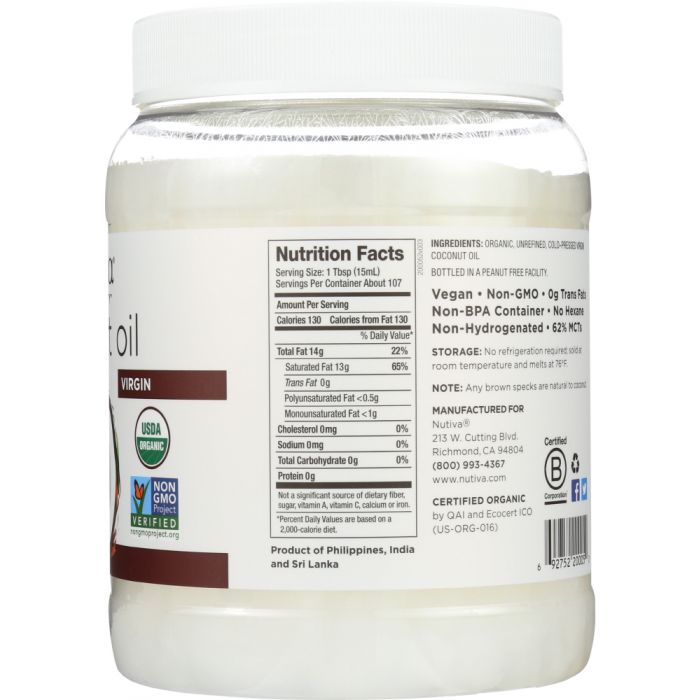 NUTIVA: Organic Virgin Coconut Oil, 54 oz