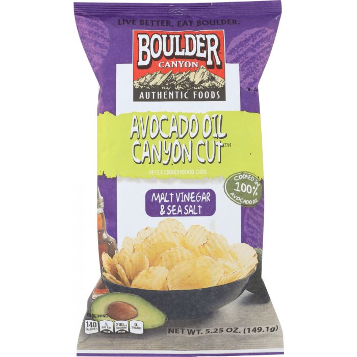 BOULDER CANYON: Avocado Oil Canyon Cut Potato Chips Malt Vinegar & Sea Salt, 5.25 Oz