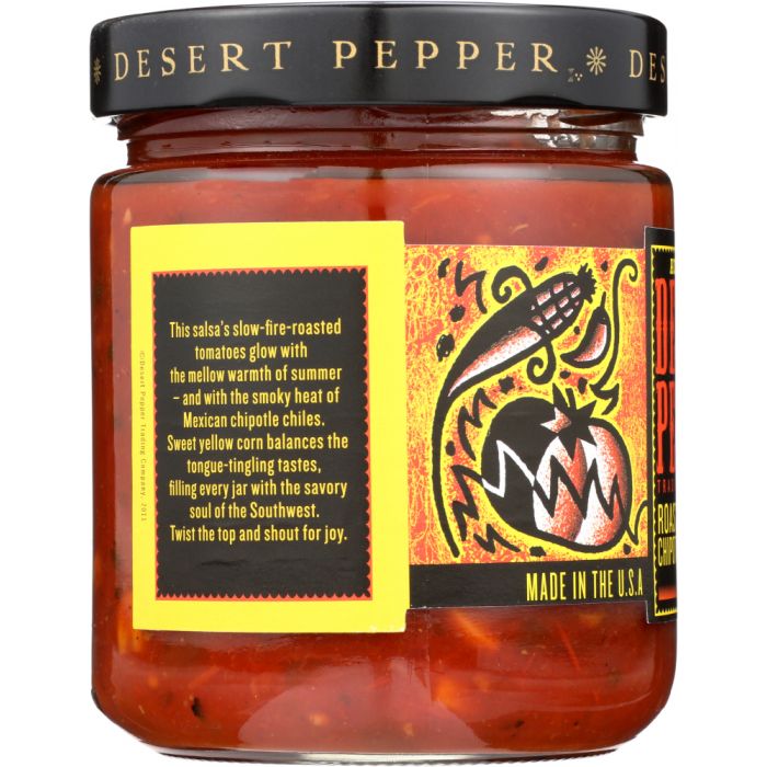 DESERT PEPPER: Roasted Tomato Chipotle Corn Medium Hot Salsa, 16 oz