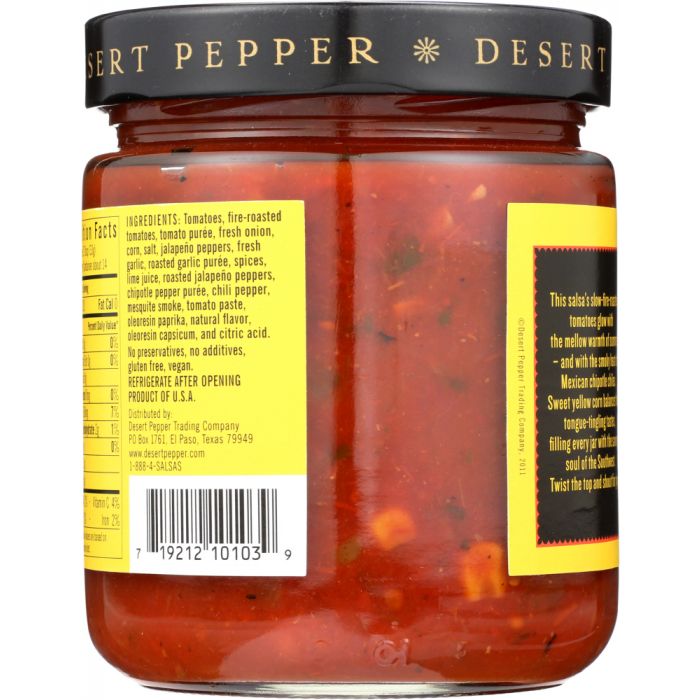 DESERT PEPPER: Roasted Tomato Chipotle Corn Medium Hot Salsa, 16 oz