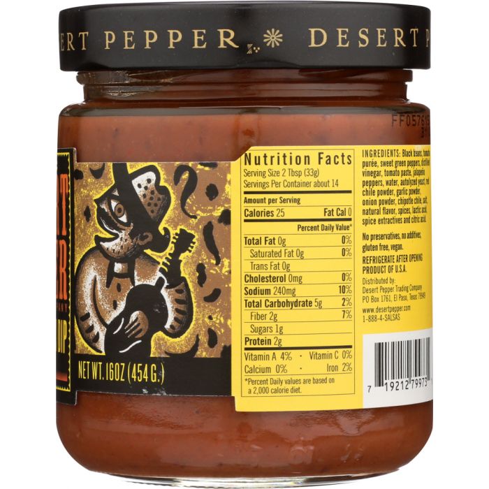 DESERT PEPPER: Black Bean Dip Spicy, 16 oz