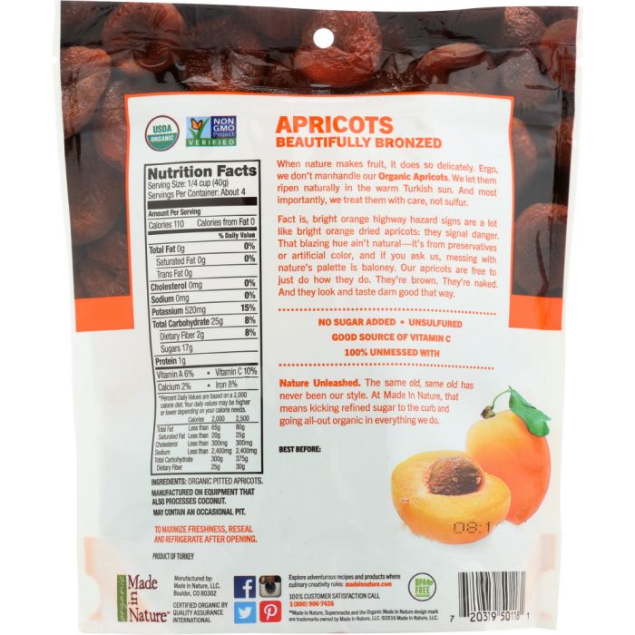 MADE IN NATURE: Organic Tree Ripened Apricots, 6 oz