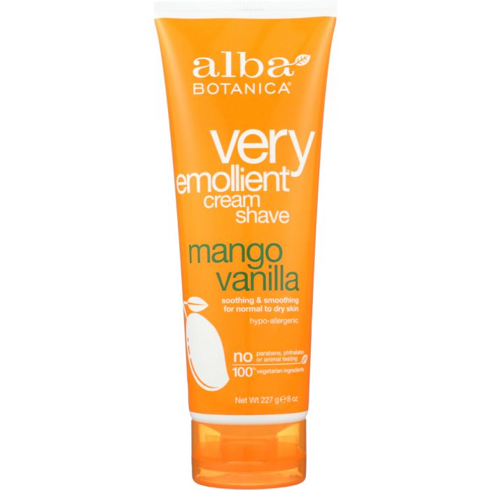 ALBA BOTANICA: Natural Very Emollient Cream Shave Mango Vanilla, 8 oz