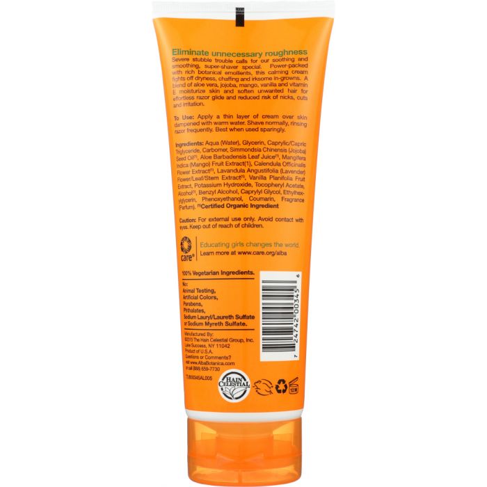 ALBA BOTANICA: Natural Very Emollient Cream Shave Mango Vanilla, 8 oz