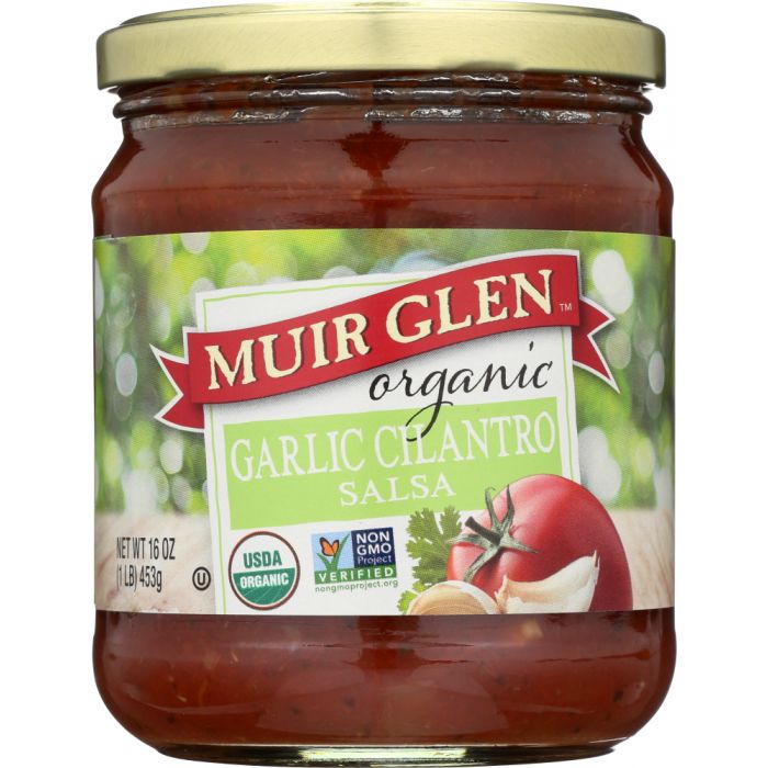 MUIR GLEN: Organic Medium Salsa Garlic Cilantro, 16 oz