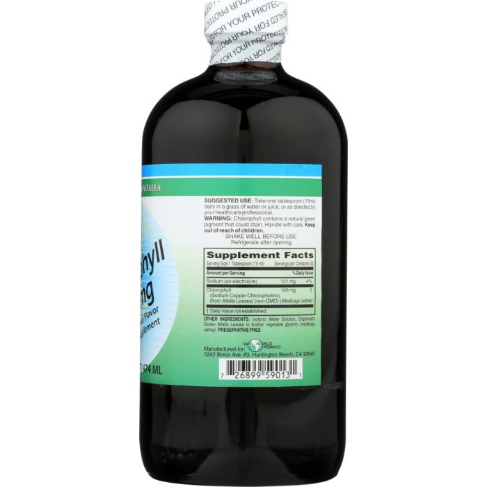 WORLD ORGANIC: Liquid Chlorophyll 100mg, 16 oz