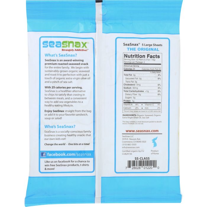 SEA SNAX: Seaweed Snacks Olive 5ct, .54 oz