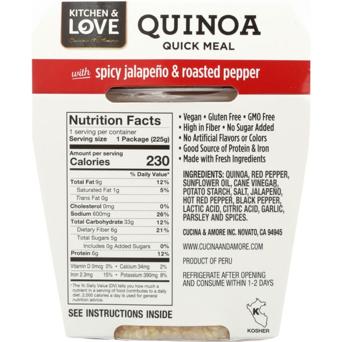 CUCINA & AMORE: Quinoa Meal Spicy Jalapeno & Roasted Peppers, 7.9 oz