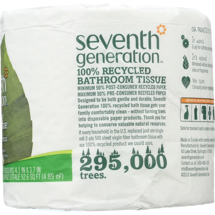 SEVENTH GENERATION: 100% Recycled Bathroom Tissue 2-Ply Sheets, 1 Roll