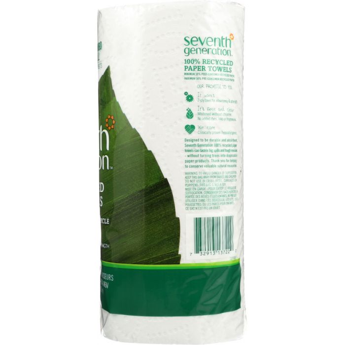 SEVENTH GENERATION: Paper Towel White 1 Roll, 1 ea