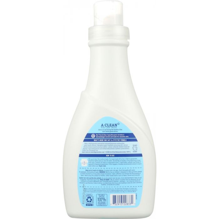 SEVENTH GENERATION: Natural Fabric Softener Free & Clear, 32 Oz