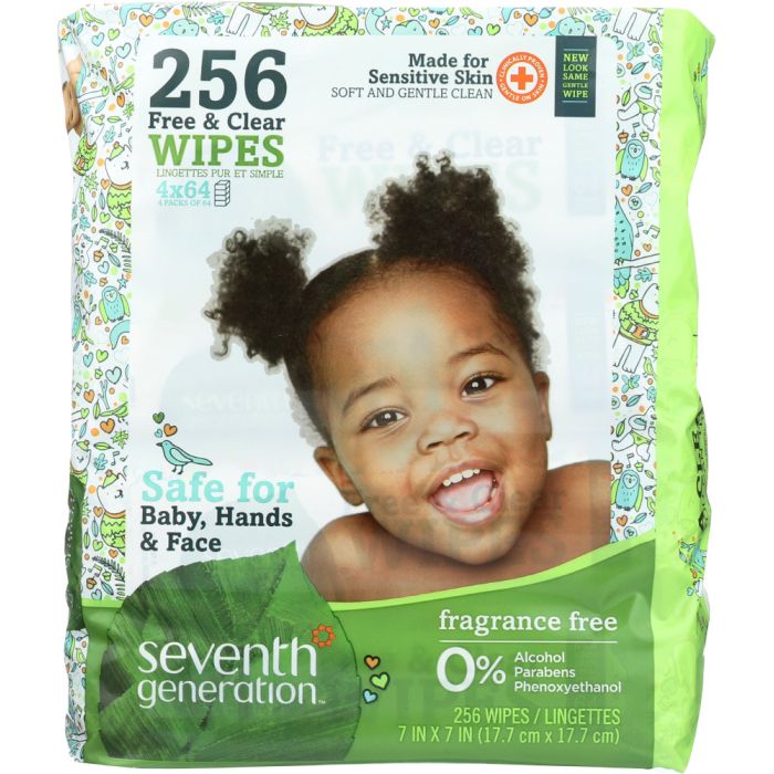 SEVENTH GENERATION: Baby Free and Clear Wipes Refill, 256 Wipes