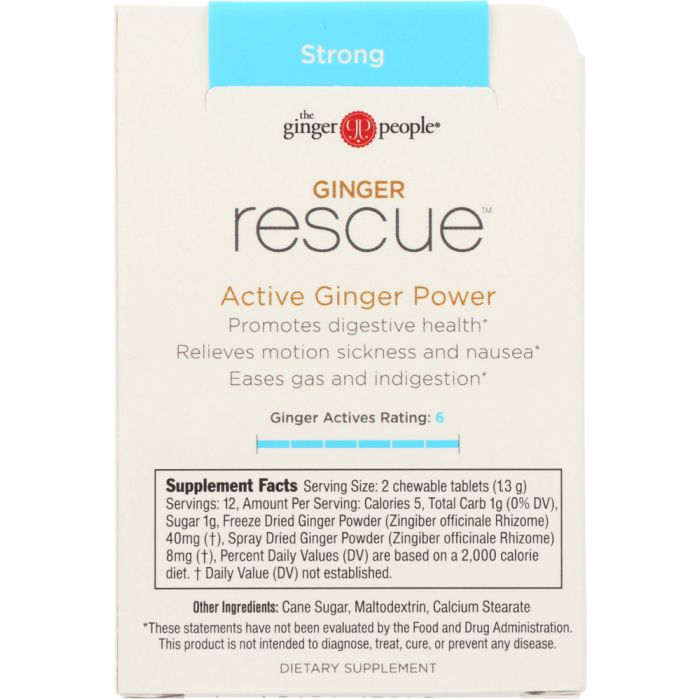 GINGER PEOPLE: Ginger Rescue Chewable Ginger Strong Tablets, 0.55 oz