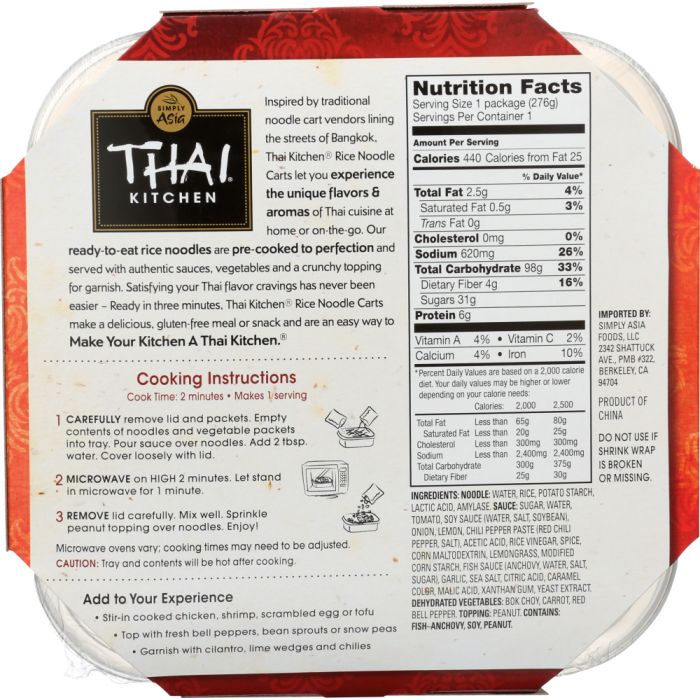 THAI KITCHEN: Rice Noodle Cart Gluten Free Pad Thai, 9.7 oz