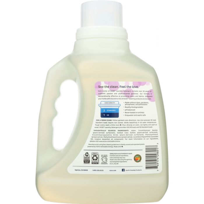 EARTH FRIENDLY: Ecos 2x Ultra Liquid Laundry Detergent Lavender, 100 oz