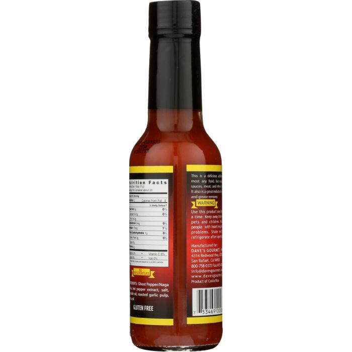 DAVES GOURMET: Ghost Pepper Naga Jolokia Hot Sauce, 5 Oz