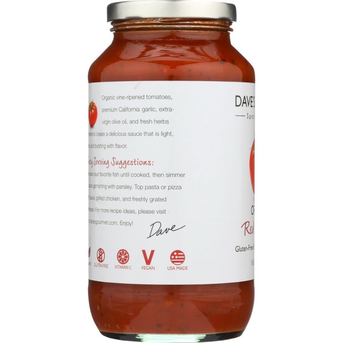 DAVE'S GOURMET: Organic Pasta Sauce Red Heirloom, 25.5 Oz