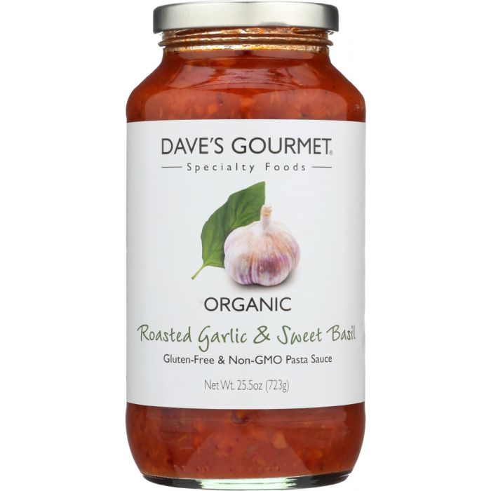 DAVE'S GOURMET: Organic Roasted Garlic and Sweet Basil Pasta Sauce, 25.5 Oz