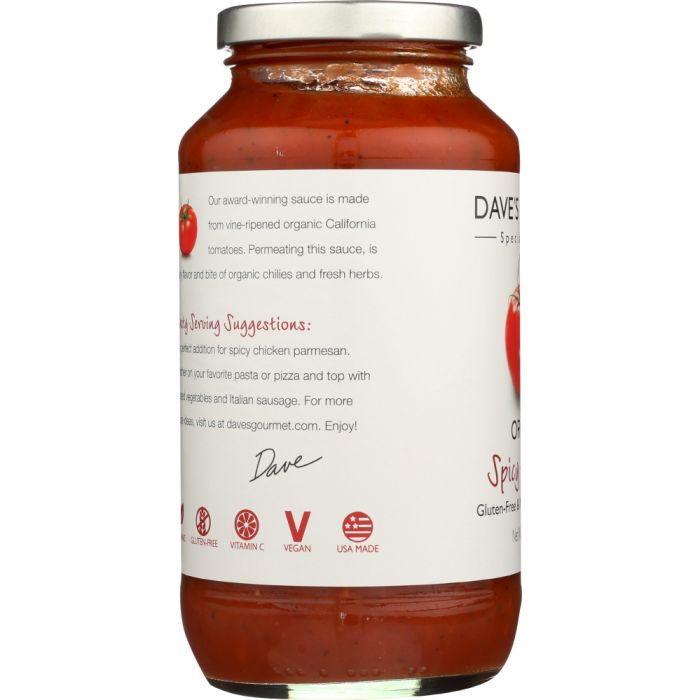 DAVE'S GOURMET: Organic Pasta Sauce Spicy Heirloom Marinara, 25.5 Oz