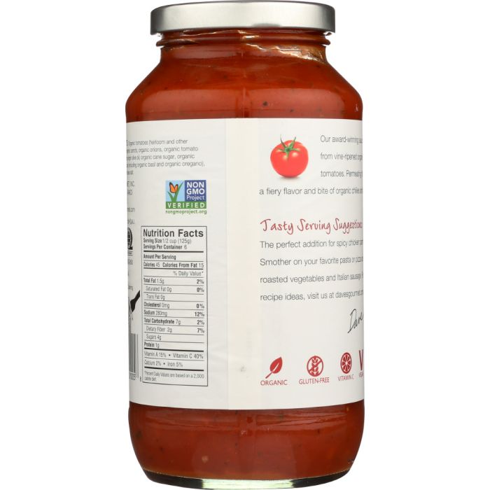 DAVE'S GOURMET: Organic Pasta Sauce Spicy Heirloom Marinara, 25.5 Oz