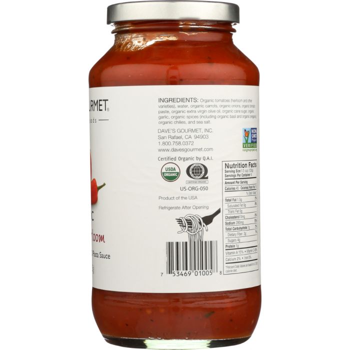 DAVE'S GOURMET: Organic Pasta Sauce Spicy Heirloom Marinara, 25.5 Oz