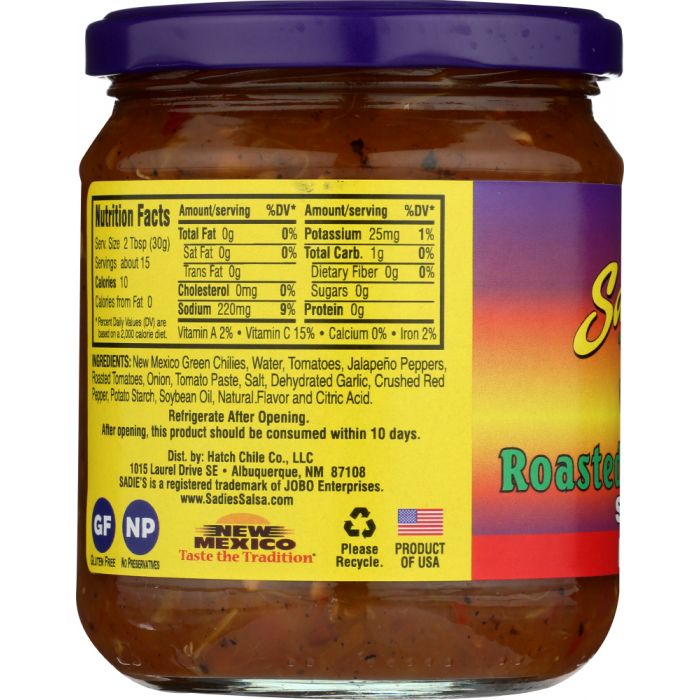 SADIE: Salsa Hot Roasted Green Chile, 16 oz