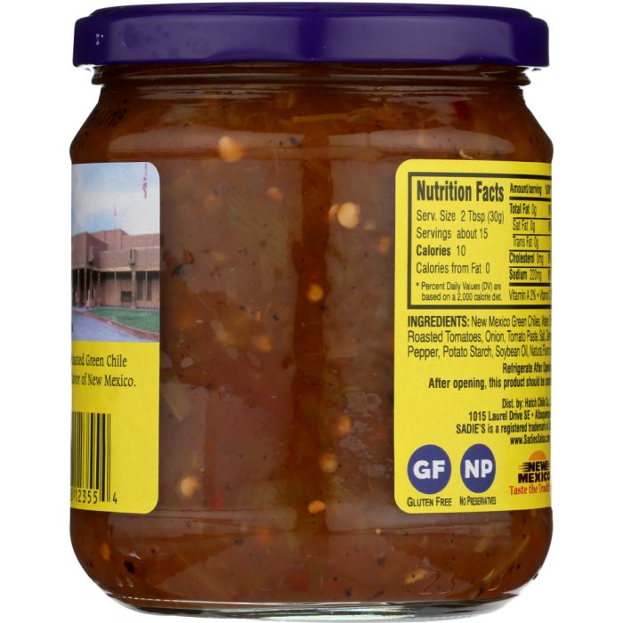 SADIE: Salsa Hot Roasted Green Chile, 16 oz