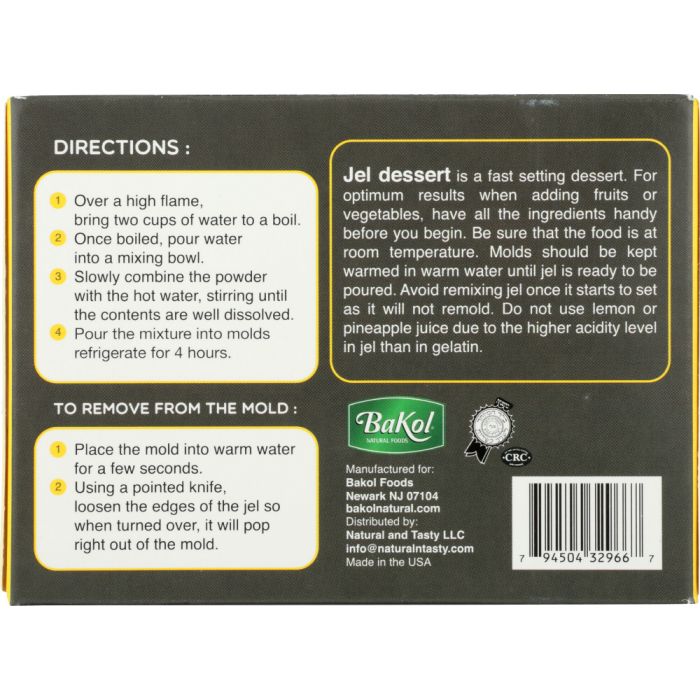 BAKOL: Jel Dessert Lemon All Natural, 3 oz