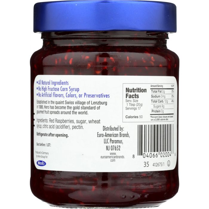 HERO: Fruit Spread Raspberry, 12 oz