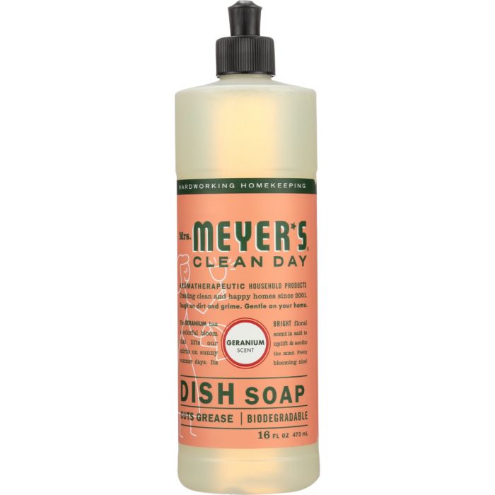 MRS. MEYER'S: Clean Day Liquid Dish Soap Geranium Scent, 16 oz