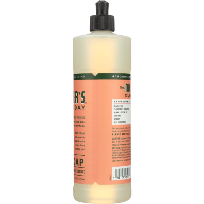 MRS. MEYER'S: Clean Day Liquid Dish Soap Geranium Scent, 16 oz