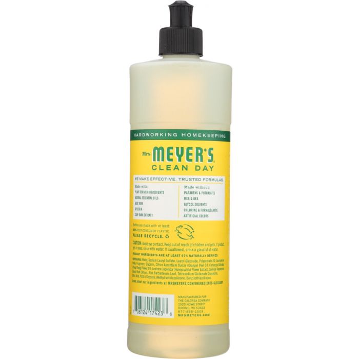 MRS. MEYER'S: Clean Day Liquid Dish Soap Honeysuckle Scent, 16 oz