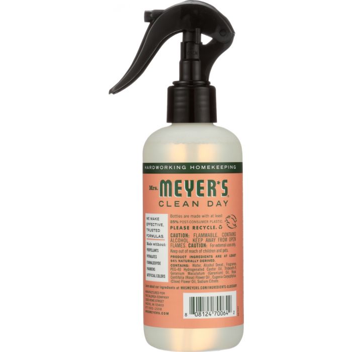 MRS. MEYER'S: Clean Day Room Freshener Geranium Scent, 8 oz