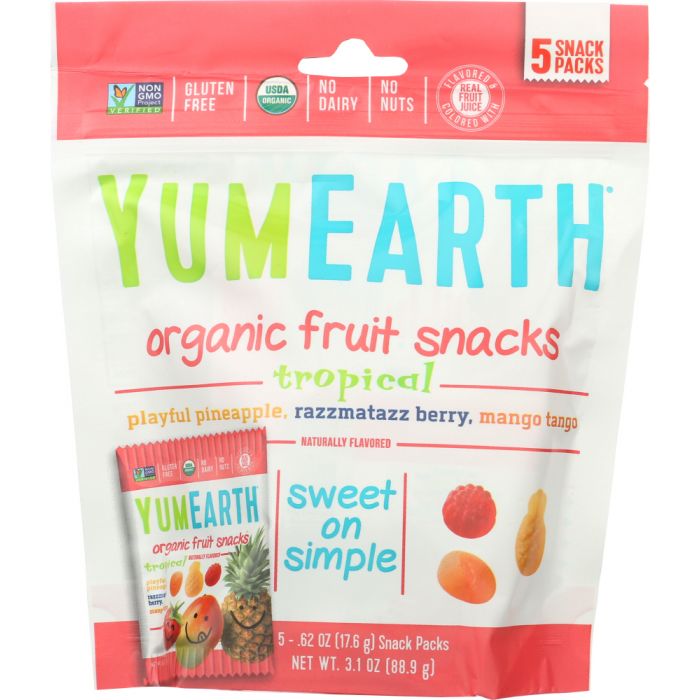 YUMMYEARTH: Fruit Snack Tropical 5 ct, 3.1 oz