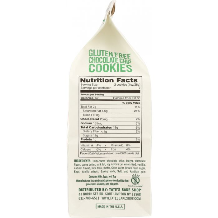 TATE'S BAKE SHOP: Gluten Free Chocolate Chip Cookies, 7 oz