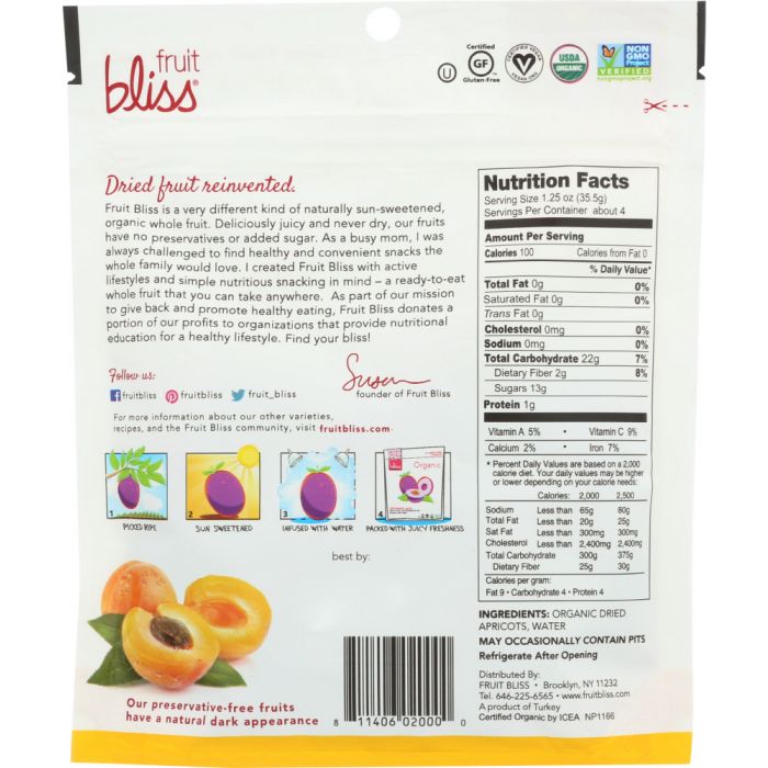 FRUIT BLISS: Organic Turkish Apricots, 5 oz