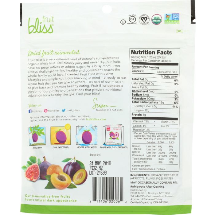 FRUIT BLISS: Organic Fruit Medley Apricot, Fig and Plum, 5 oz