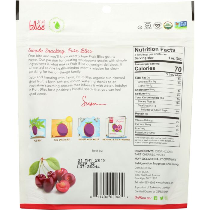 FRUIT BLISS: Organic Tart Cherries, 4 oz