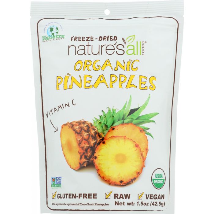 NATIERRA NATURE'S ALL: Organic Freeze Dried Pineapples, 1.5 oz