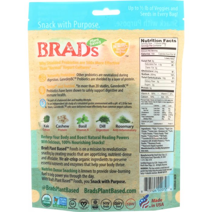 BRADS RAW: Crunchy Kale Radical Ranch with Probiotic, 2 oz