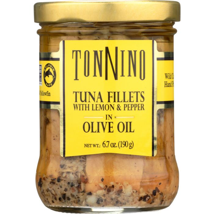 TONNINO: Tuna Fillets with Lemon & Peppers in Olive Oil, 6.7 oz