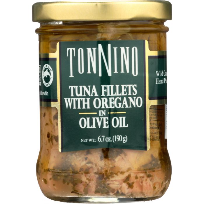 TONNINO: Tuna Fillets with Oregano in Olive Oil Fad Free, 6.7 oz