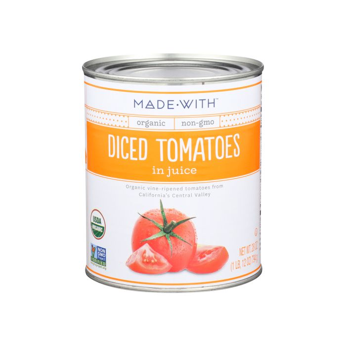 MADE WITH: Tomatoes Diced Org, 28 oz