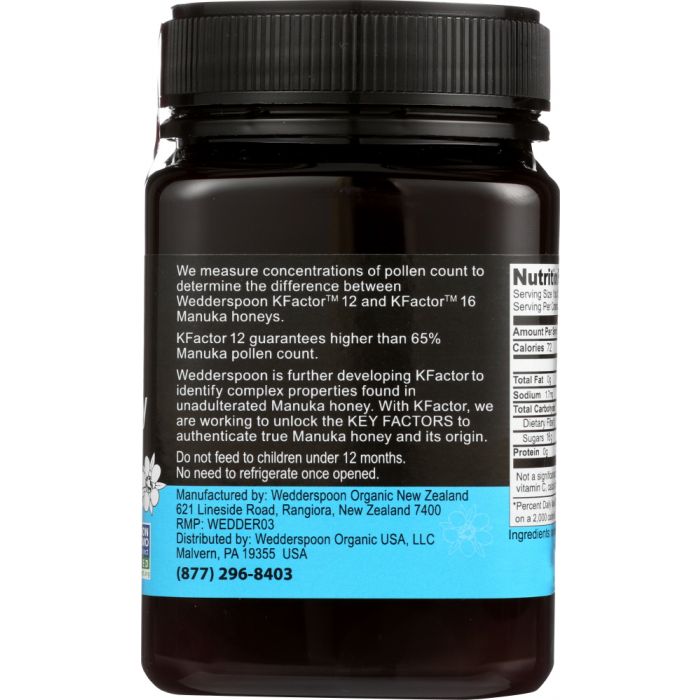 WEDDERSPOON: Honey Raw Manuka K Factor 12, 17.6 oz