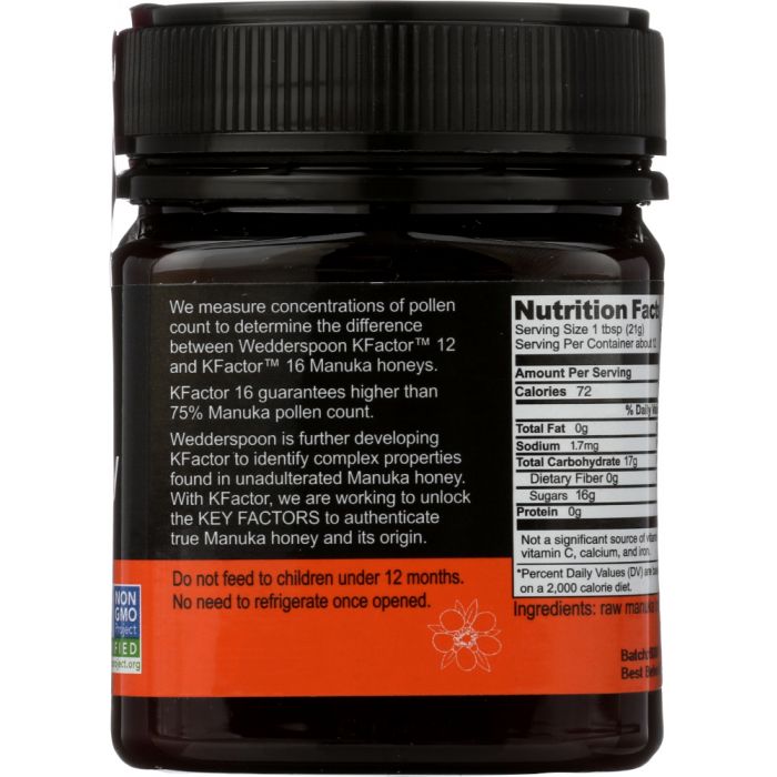 WEDDERSPOON: Honey Raw Manuka K Factor 16, 8.8 oz