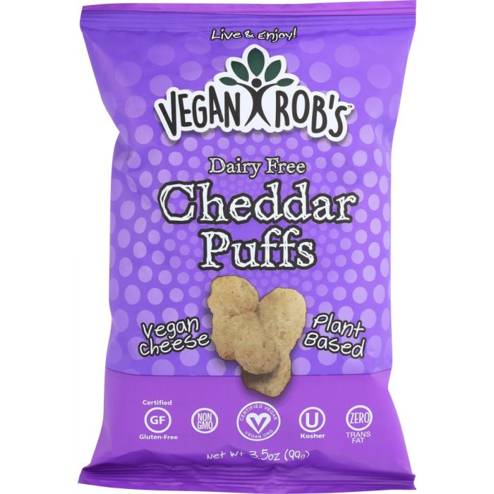 VEGANROBS: Dairy Free Cheddar Puffs, 3.5 oz