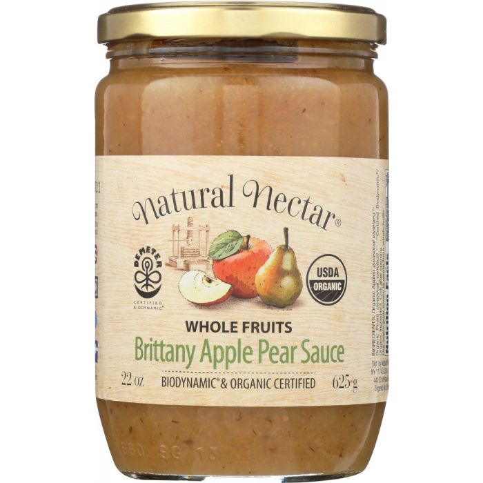 NATURAL NECTAR: Biodynamic Pear Apple Sauce,  22 oz